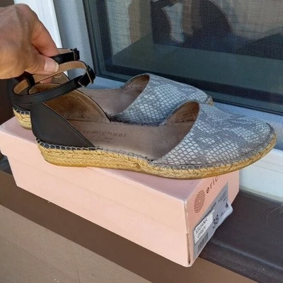 Eric Michael Amanda P Iguana Grey Flat Espadrille Sandals Ankle EU 38/US 7 - 7.5 - Image 1 of 4