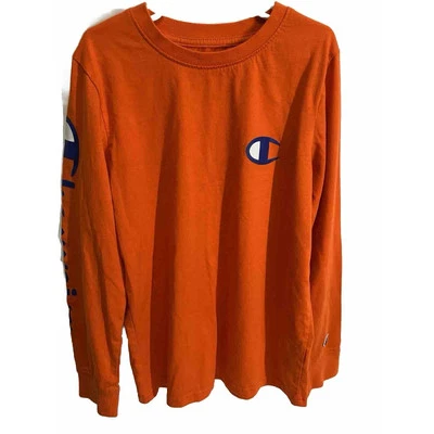 Champion Boys Long Sleeve T-Shirt Youth Size Medium Logo Graphic - Image 1 of 4