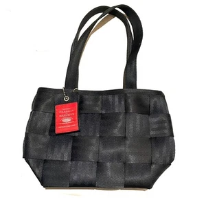 Vintage Harveys Original Detroit Style Seatbelt Bag Black Shoulder Bag Tote - Picture 1 of 7