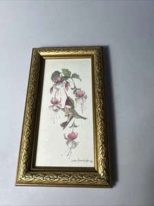 VTG 1992 Signed Carolyn Shores Wright, Hummingbird, Framed Art Gold Frame - Picture 1 of 9