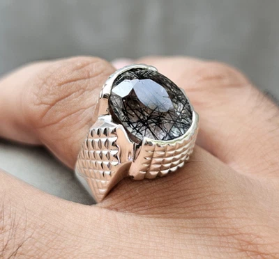 Anillo de cuarzo blanco, anillo Dure Najaf para hombre, anillo de plata de ley 925, anillo chiíta Foto 1 de 4