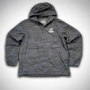 Banging Gears Camo Anorak Jacket Large Black Nylon Hooded Windbreaker USA - Picture 1 of 10