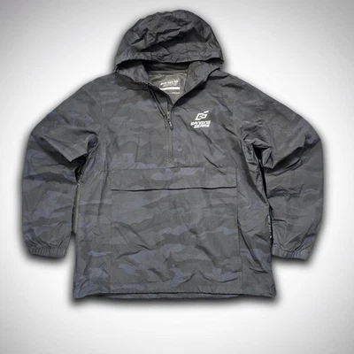 Banging Gears Camo Anorak Jacket Large Black Nylon Hooded Windbreaker USA - Image 1 of 4