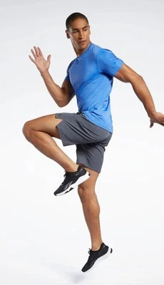 REEBOK Men's Size S Dark Grey Heather Grey Epic Gym Workout Shorts Q1 BNWT - Image 1 of 4