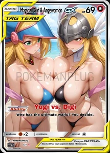 Dark Magician Girl & Angewomon Trainer Sexy Story Anime Waifu  Adult  Card - Picture 1 of 6