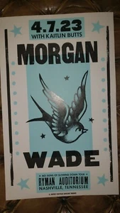 MORGAN WADE Ryman 2023 HATCH SHOW PRINT Nashville Tour Poster April 7 Reckless  - Picture 1 of 2