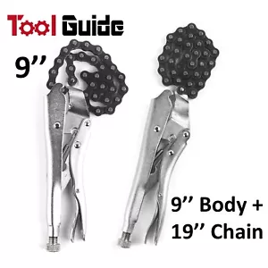 2pc 9"+19'' Heavy Duty Chain Clamp Vise Locking Pliers Oil Filter Pipe Wrench - Picture 1 of 6