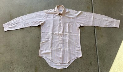 Camisa De Colección Arrow Dover Salmón Rosa Rayas Abotonada Manga Larga Talla 16 Foto 1 de 4