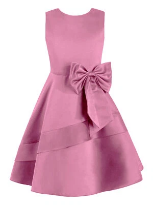 Kids Flower Girl Satin A Line Party Dresses Ruffle Junior Pageant Formal Gowns - Image 1 of 2