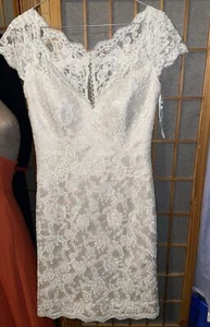 Augusta Jones Short Lace Wedding Bridal Gown Dress Size 12 - Picture 1 of 14