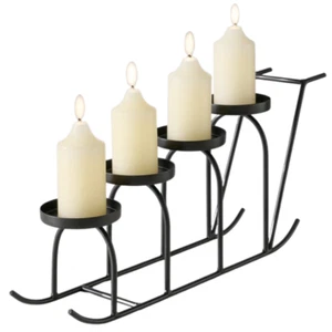 PROVEEDOR SUPERIOR 999 candelabro trineo 45,5 cm para 4 velas de tocón negro metal - Imagen 1 de 8