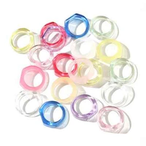 30 Stück Acryl Transparent Ring Geometrisch Ring Niedlich Mädchen Zeigefinger Ringn - Bild 1 von 36