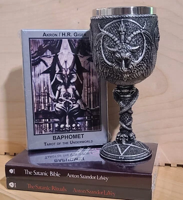Gift Set BAPHOMET Goblet Bible THE TAROT OF THE UNDERWORLD - Akron Giger 2010