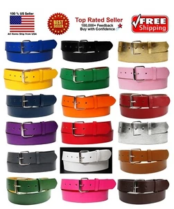 New Bonded Leather Belt Multi Color Golf Baseball Softball Removable Belt Buckle - Picture 1 of 20