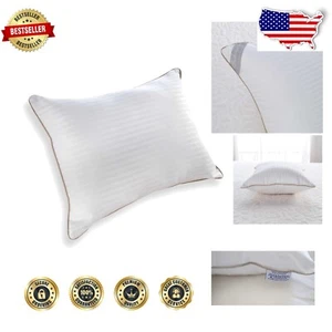 Elegant White Stripe King Pillow - Ideal for Back & Stomach Sleep Position - Picture 1 of 11