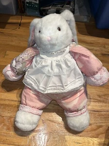 Vintage 1991 Plush Creations Inc large bunny rabbit W/Floral Print & White Shirt - Picture 1 of 7