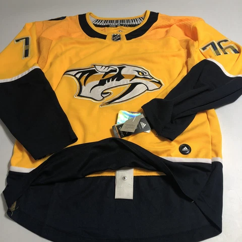 Adidas Authentic PK Subban Nashville Predators NHL Hockey Jersey Yellow 50 NWT Cover