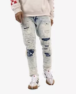 Smoke Rise Rip and Repair Jeans Men's Jeans SIZE 36/32 | Acid Wash - Picture 1 of 3
