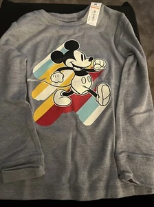 DISNEY MICKEY MOUSE LONG SLEEVE GRAY THERMAL TEE JUMPING BEANS SZ 4T NWT - Picture 1 of 8