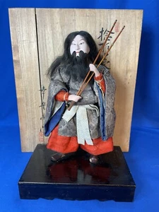 Antique Japanese Hina Doll Samurai Meiji Warrior w Box and Stand - Picture 1 of 8