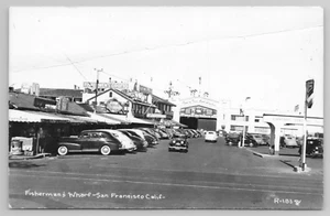 RPPC San Franciso CA Fisherman's Wharf California Postcard Old Cars Gas Station - Picture 1 of 6