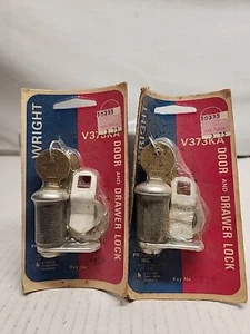 2 Vintage Wright Bros Door Drawer Lock with Keys New Old Stock - Picture 1 of 6