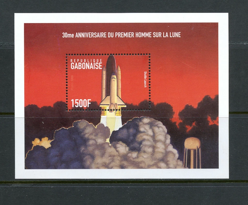 Z008 加蓬 1999 年航天飞机床单全新邮票 — 第 1/1 张图片