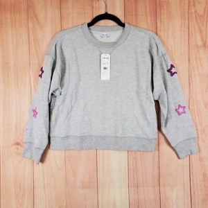Splendid Littles Open Heart Girls Sweatshirt 12 Heather Gray Cotton Pullover - Picture 1 of 11
