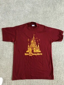 Vintage Walt Disney World Tee Shirt Large Cinderella Castle RARE Maroon Yellow - Picture 1 of 5
