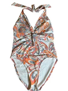 Traje de baño Helen Jon talla mediana de una pieza estilo halter gris melón - Imagen 1 de 8