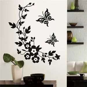 Butterfly Flower Bathroom Toilet Laptop Wall Decals Sticker Home Decorati@jx - Picture 1 of 6