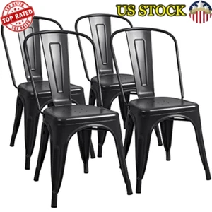 Metal Dining Chairs Stackable Set of 4 Trattoria Chair Chic Dining Bistro Cafe - Picture 1 of 5