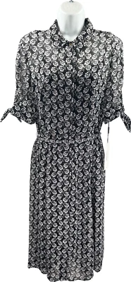 NEW Calvin Klein Women’s Black Floral Lined Short Sleeve Sundress - 6 - Image 1 of 4