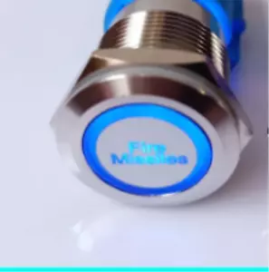 Interruptor de botón pulsador de misiles de fuego iluminados LED AZUL marino 12V 19 mm 5A - Imagen 1 de 5