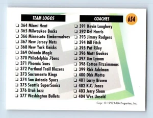 1991-92 SkyBox Checklist 364-390 #654 - Picture 1 of 2
