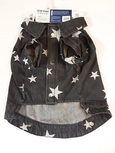 NUEVO CON ETIQUETAS Top Paw M Pet Dog Jean Chaqueta Patriótica Negra Con Estrellas - Imagen 1 de 6