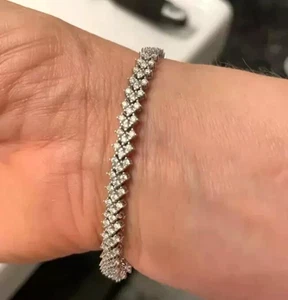 8Ct Round Cut Lab Created Diamond Women's Tennis Bracelet 14K White Gold Plated - Picture 1 of 10