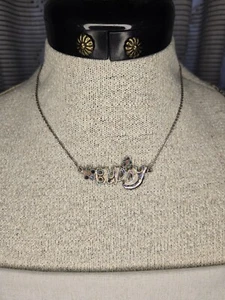 Vintage Buddy Choker 90s Jewelry Dainty Silver Tone Chain Flower Girls Necklace - Picture 1 of 10