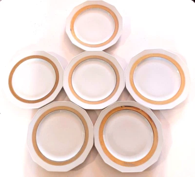 Bernardaud Limoges Art Déco Assiettes Plates Dorures Bauhaus - Photo 1/4