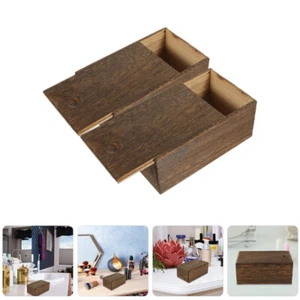 2 Pcs Wooden Storage Box Rustic Jewelry Decorative Case Cases for - Picture 1 of 12