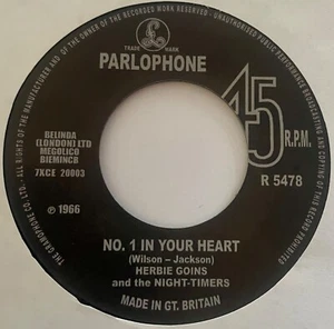 Herbie Goins & The Night-Timers - No.1 In Your Heart / Cruisin'. Mod/R&B 45. - Picture 1 of 1