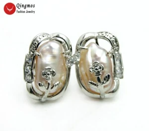 10*14mm Biwa Baroque Purple Pearl Silver Plate Stud Earring for Women Jewelry - Picture 1 of 6