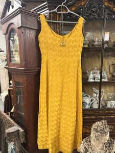 Jean Allen Vintage Geometric Pattern Marigold Colour 70s Maxi Dress - Picture 1 of 6