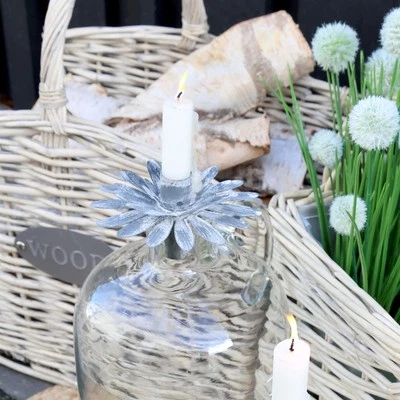 Large Metal Flower Candlestick Topper for Bottles, Flower Dinner Candle Holder - Image 1 of 4