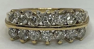 DIAMANT 14K RING - 2 REIHIG - 14 DIAMANTEN 0,84 E.T.D.W. - Größe 5,5 (J1407) - Bild 1 von 11
