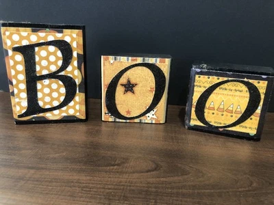 Juego de bloques de madera Halloween Boo Letters hecho a mano Foto 1 de 4
