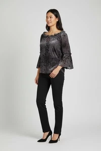 Vintage Samt Top Bauern Kokette grau schwarz beflockt Rüschen Whimsigoth klein - Bild 1 von 8