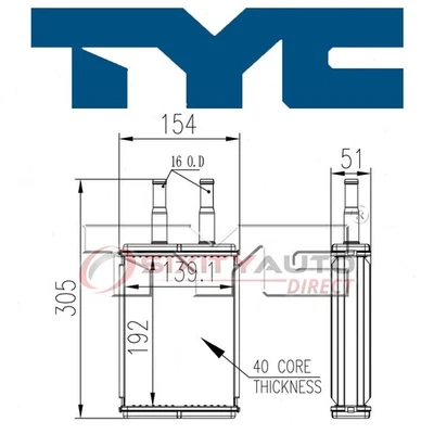 TYC Front HVAC Heater Core for 2001-2007 Ford Escape Heating Air ul - Изображение 1 из 4