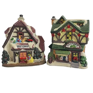 Victoria Falls Porcelana Iluminada 2 Pueblo de Navidad Tienda de Juguetes y Comestibles Sin Cable - Imagen 1 de 10