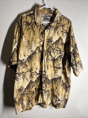 Camisa De Colección Quicksilver Bambú Isla ADN Para Hombre XL Tejida Campamento Hawaiano Floral Foto 1 de 4